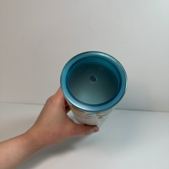 Starbucks 2023 Floral Leaf Cold Cup Tumbler 24oz White Blue Gold Stainless Steel - Picture 3 of 6